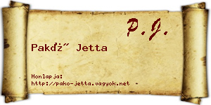 Pakó Jetta névjegykártya